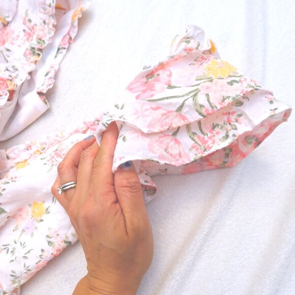 NWT Altar'd State ivory/multicolored floral back bow tight mini dress size L - Picture 3 of 6